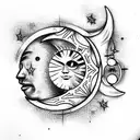 Sun and Moon tattoo design idea