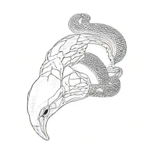 a green snake with a black head tattoo design idea