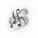 treble and bass clef with 5 notes representing family members tattoo design idea