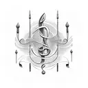 treble and bass clef with 5 notes representing family members tattoo design idea
