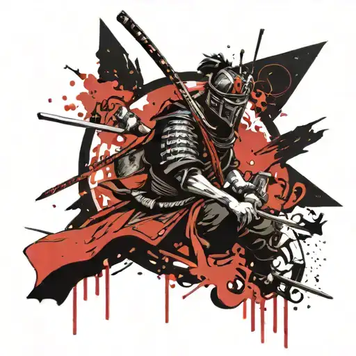 samurai skillet burn he city tattoo design idea