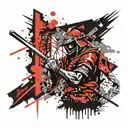 samurai skillet burn he city tattoo design idea