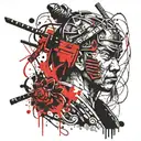 samurai head tattoo design idea