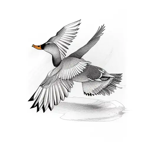 Ducks flying tattoo design idea