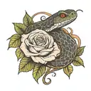 snake and rose tattoo design idea