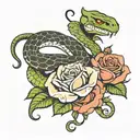 snake and rose tattoo design idea