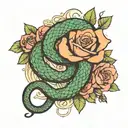snake and rose tattoo design idea