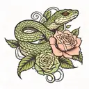 snake and rose tattoo design idea