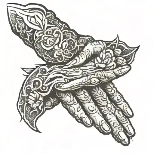 Praying hands with rosery   tattoo design idea