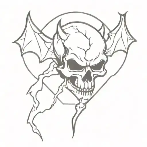 Skull, Bat, Lightning tattoo design idea