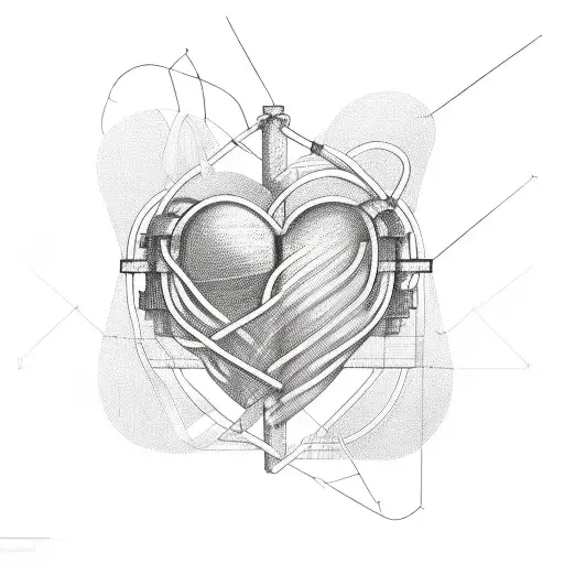 An open lock with wires intertwined, forming the shape of a heart tattoo design idea