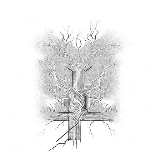 A binary code tree with roots in the shape of a computer mouse tattoo design idea