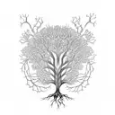 A binary code tree with roots in the shape of a computer mouse tattoo design idea