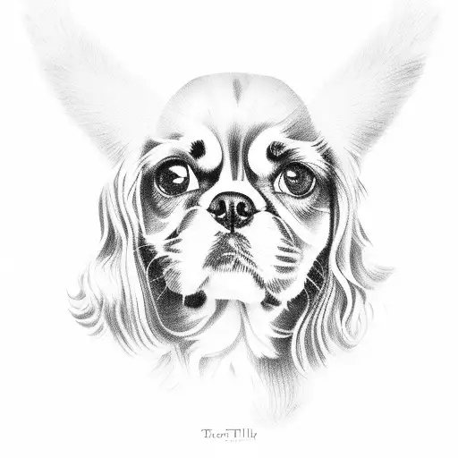 cavalier king charles tilted its head tattoo design idea