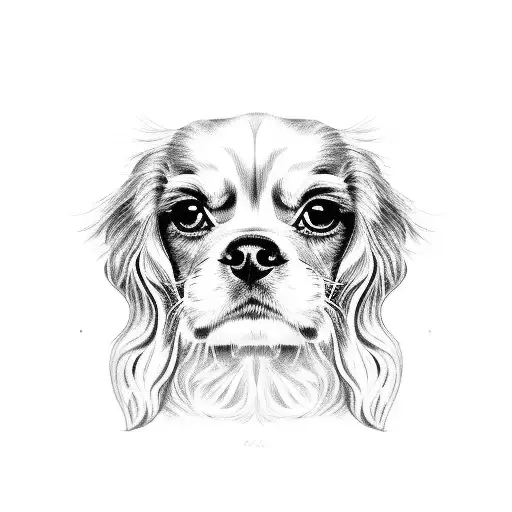 cavalier king charles looking confused tattoo design idea