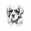 cavalier king charles looking confused tattoo design idea