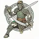 Celtic warrior wielding a sword tattoo design idea