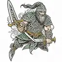 Celtic warrior wielding a sword tattoo design idea