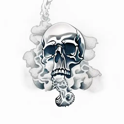 skull with smoke dark tattoo design idea