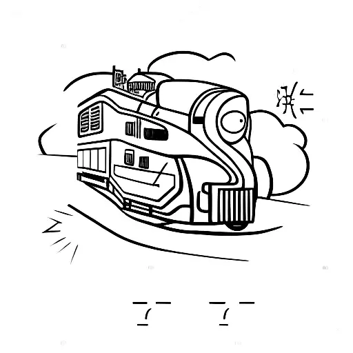 line drawn train side view and simple, with 11:11 written tattoo design idea