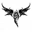 two headed fire and ice dragon with wings spread out tattoo design idea