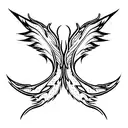 two headed fire and ice dragon with wings spread out tattoo design idea