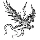 two headed fire and ice dragon with wings spread out tattoo design idea