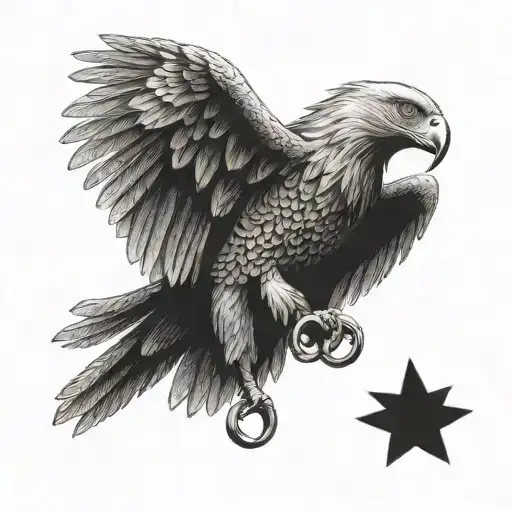 A mystical eagle holding a gun in its talons tattoo design idea