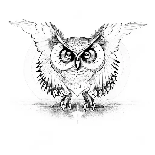 owl spreading wings tattoo design idea