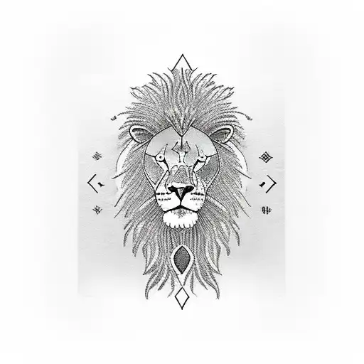 tarot card with woman and lion tattoo design idea
