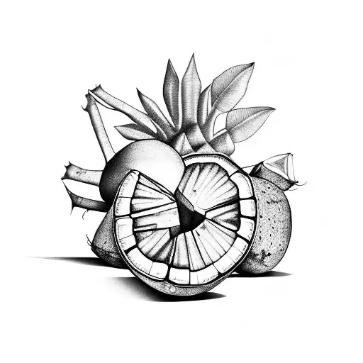 mango and coconuts tattoo design idea