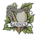 leaf and Guiness harp  tattoo design idea