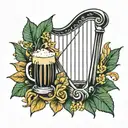 leaf and Guiness harp  tattoo design idea