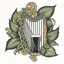 leaf and Guiness harp  tattoo design idea