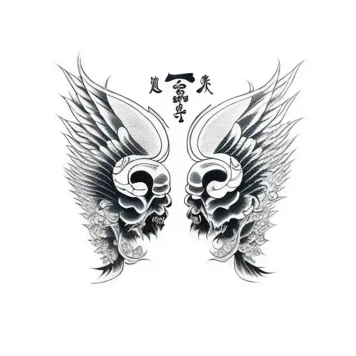 angel and devil tattoo design idea