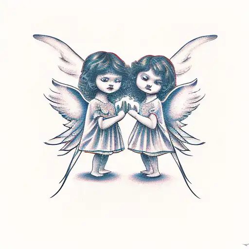 angel and devil tattoo design idea