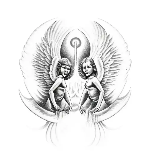 angel and devil tattoo design idea