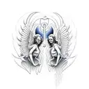 angel and devil tattoo design idea