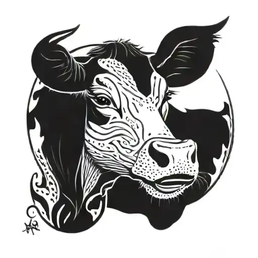 cow dancing tattoo design idea