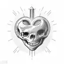 Skeleton welding a metal heart tattoo design idea