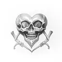 Skeleton welding a metal heart tattoo design idea