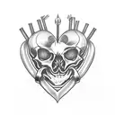 Skeleton welding a metal heart tattoo design idea