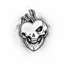 Skeleton welding a metal heart tattoo design idea
