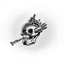 Skeleton welding a metal heart tattoo design idea