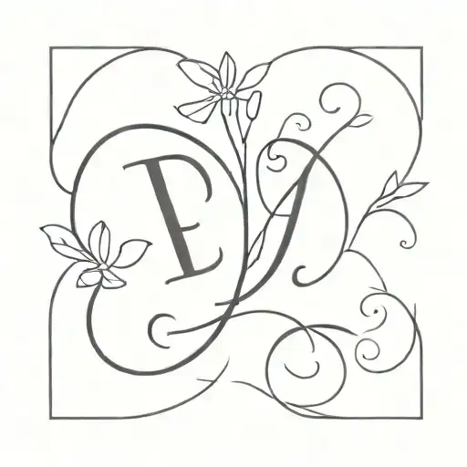 E & J initials tattoo design idea