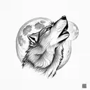 A wolf howling at the moon in a mesmerizing dotwork style tattoo design idea