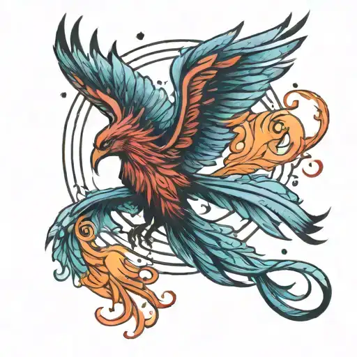 pheonix emerging from a quasar   tattoo design idea