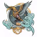 pheonix emerging from a quasar   tattoo design idea