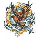pheonix emerging from a quasar   tattoo design idea