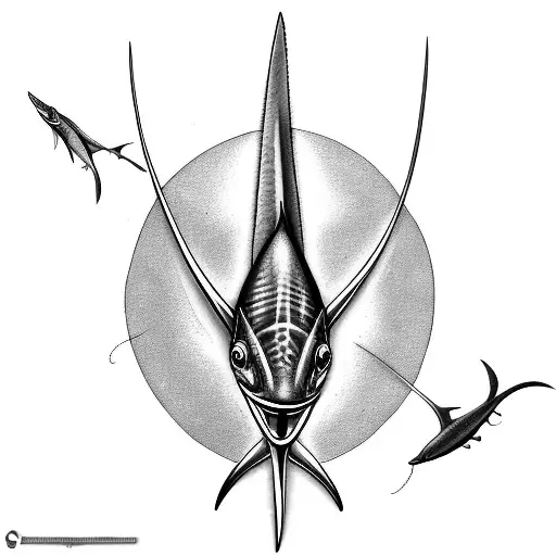 swordfish sailfish shark hook  tattoo design idea
